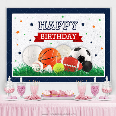 Green Grass Sports Balls Backdrop (x1u)