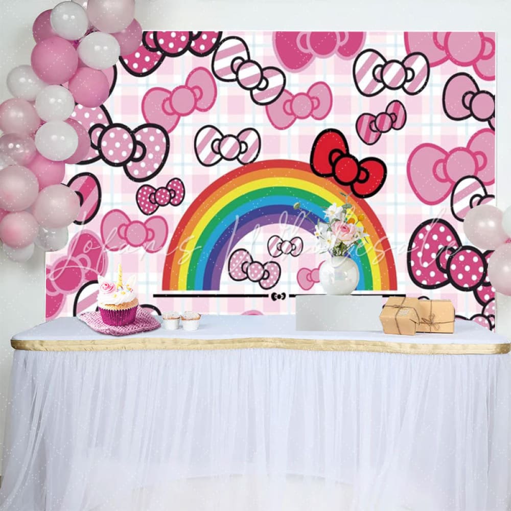Hello Kitty Pink Bow Tie Birthday Backdrop (x1u)