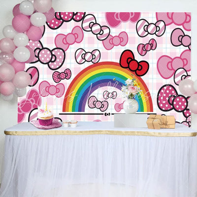 Hello Kitty Pink Bow Tie Birthday Backdrop (x1u)
