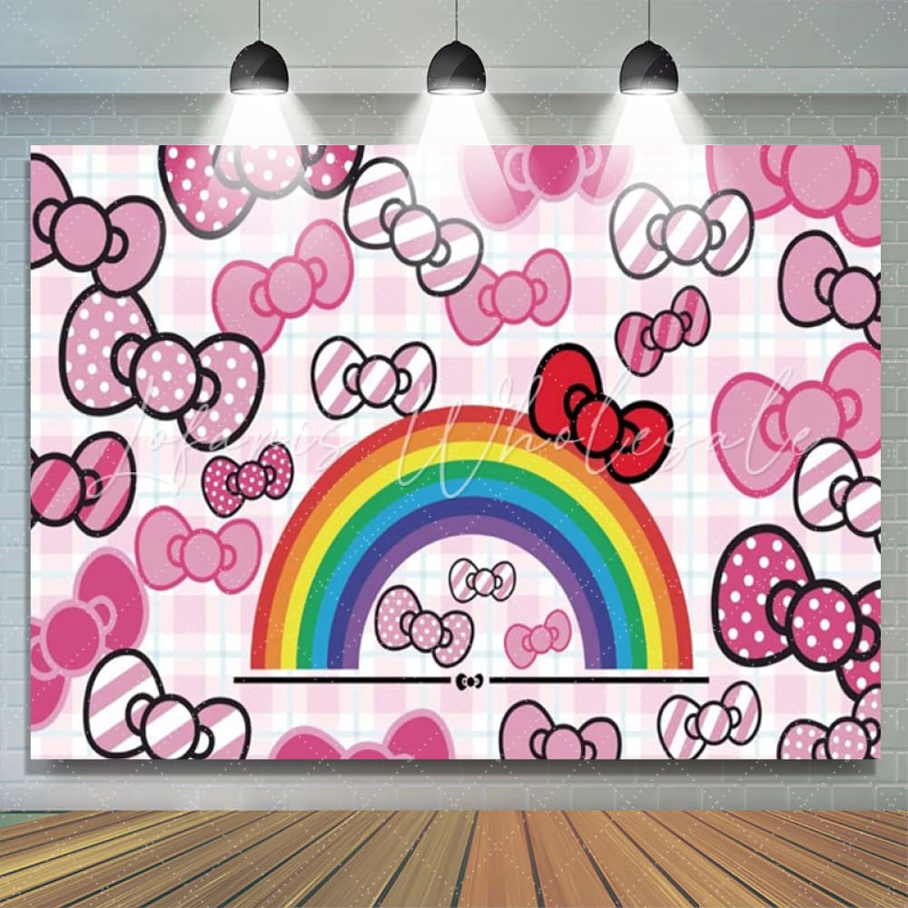 Hello Kitty Pink Bow Tie Birthday Backdrop (x1u)