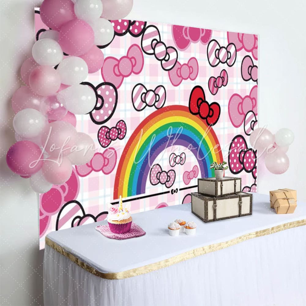 Hello Kitty Pink Bow Tie Birthday Backdrop (x1u)