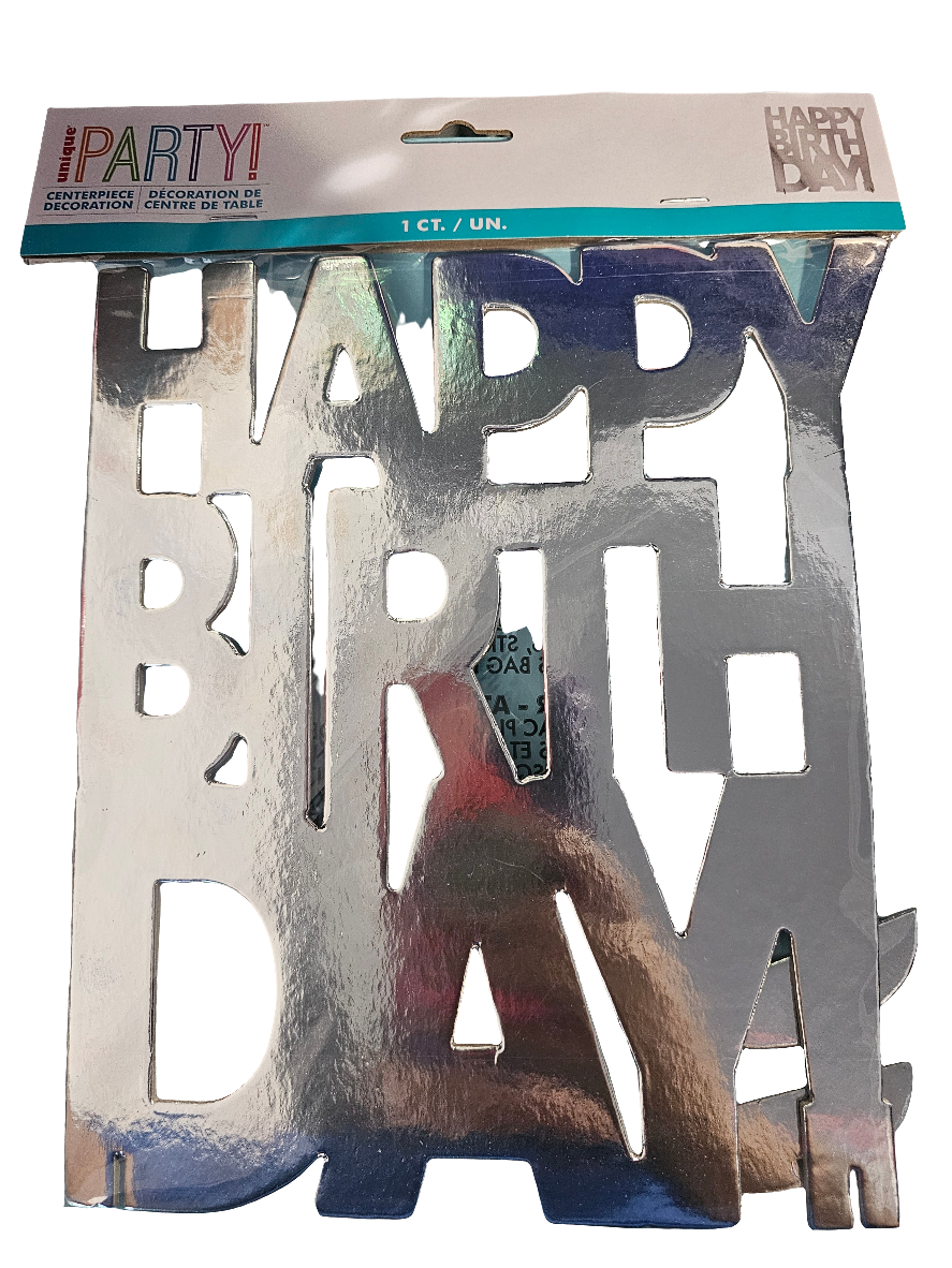 Silver HBD Centerpiece Decorative