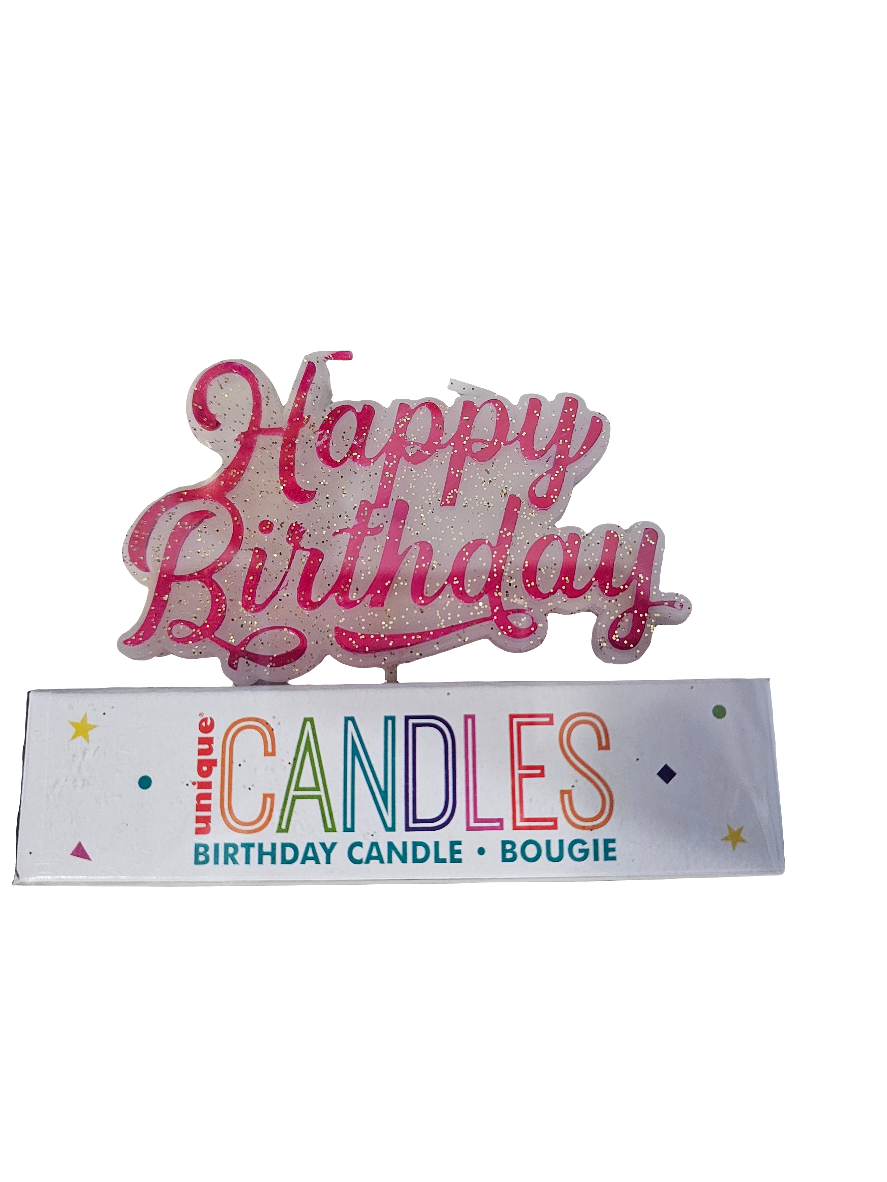 Pink Candle Glitter HBD