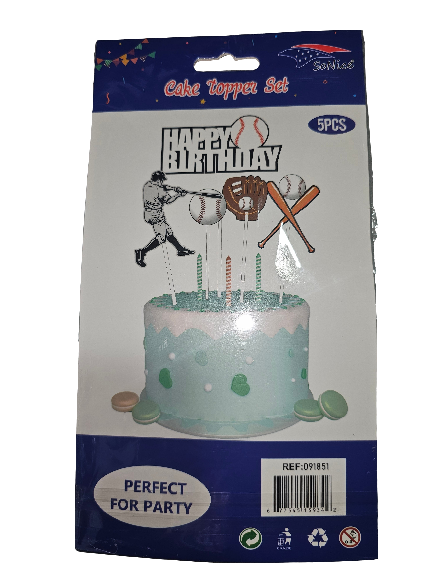 Cake topper HB Baseball 5pcs