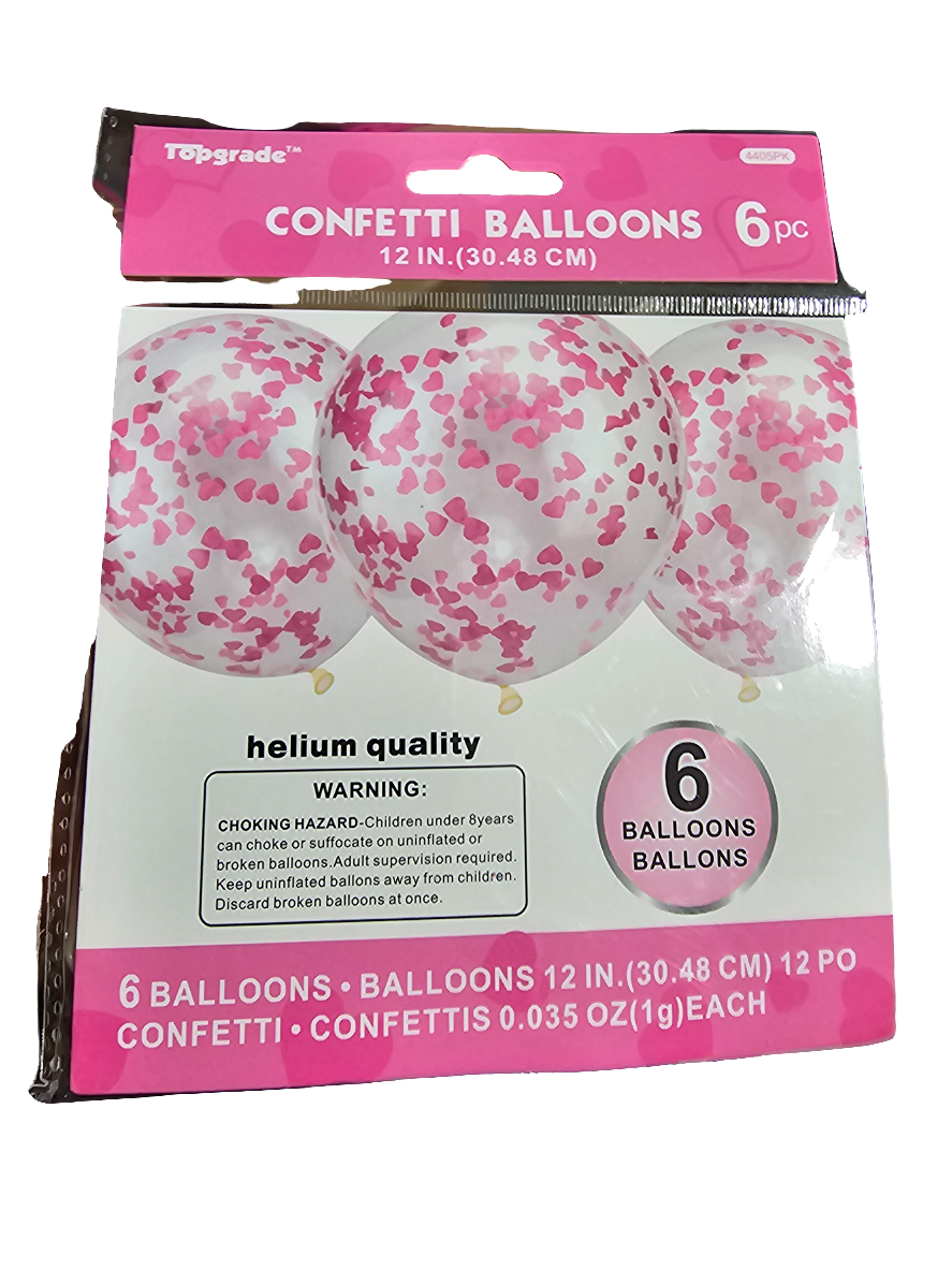 Confetti Balloons 12" Pink (x6u)