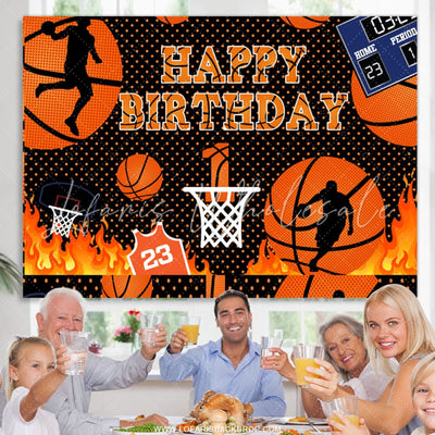 Hot Basketball Game Birthday Backdrop (x1u)