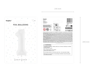 Foil Balloon Number "1" White 34”