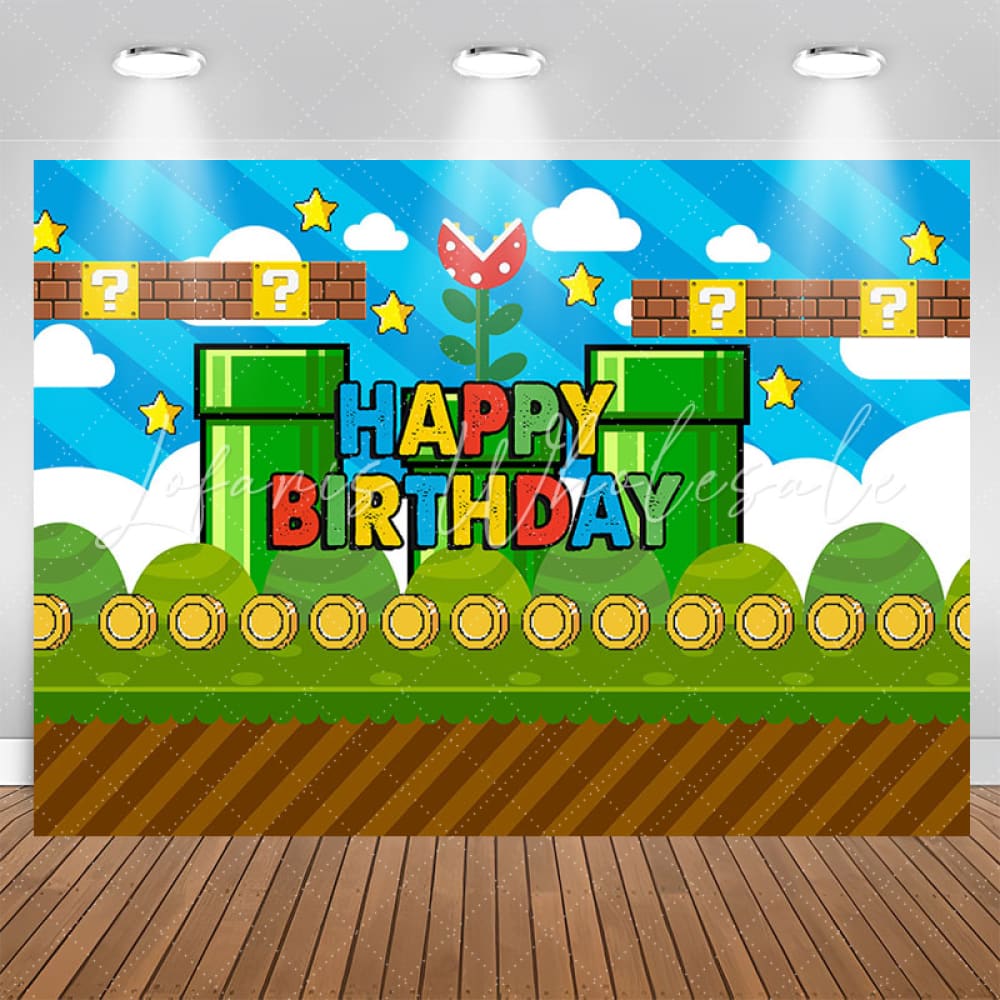Super Mario Blue Sky Coin Birthday Backdrop (x1u)
