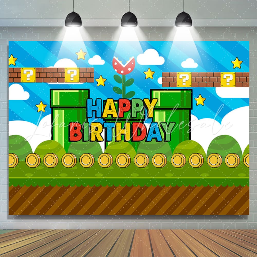 Super Mario Blue Sky Coin Birthday Backdrop (x1u)