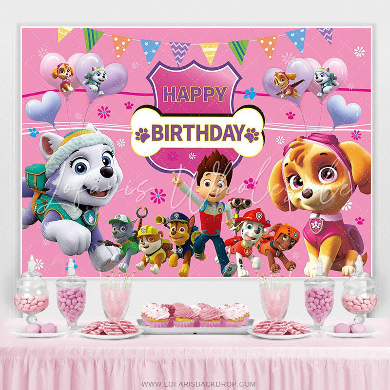 Happy Birthday Backdrop Paw Patrol Niña