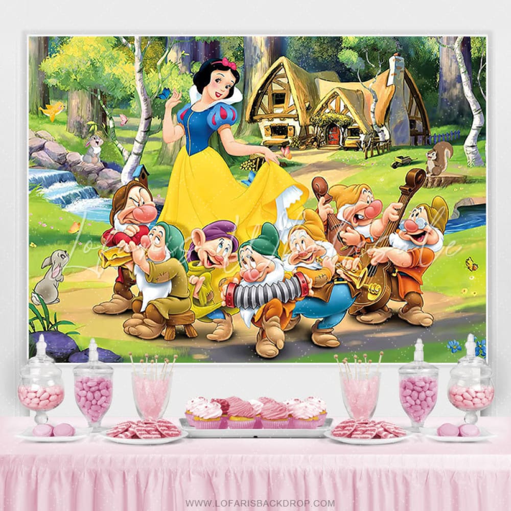 Snowhite Princess And Dwarfs Backdrop (x1u)