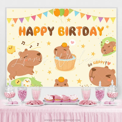 Cute Capybara Happy Birthday Backdrop (x1u)