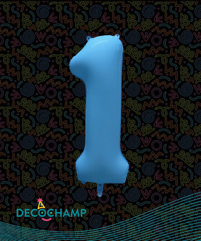 Deco Number 1 Neon Blue 34in by Decochamp