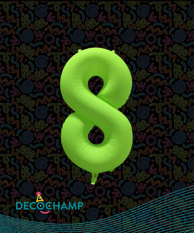 Deco Number #8 Neon Green Foil Balloon 34"