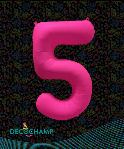 Deco Number 5 Neon Pink 34in by Decochamp