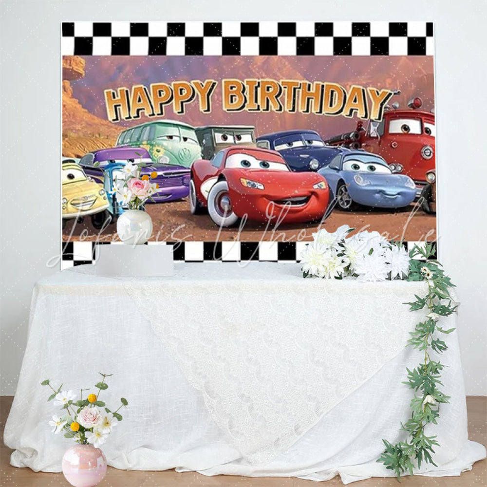 Cars Happy Birthday Backdrop (x1u)