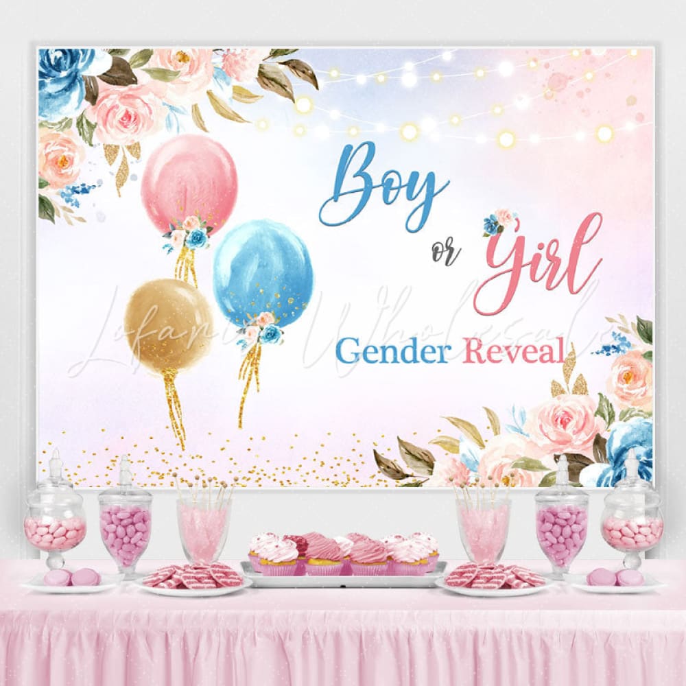 Boy or Girl Floral Gender Reveal Backdrop (x1u)