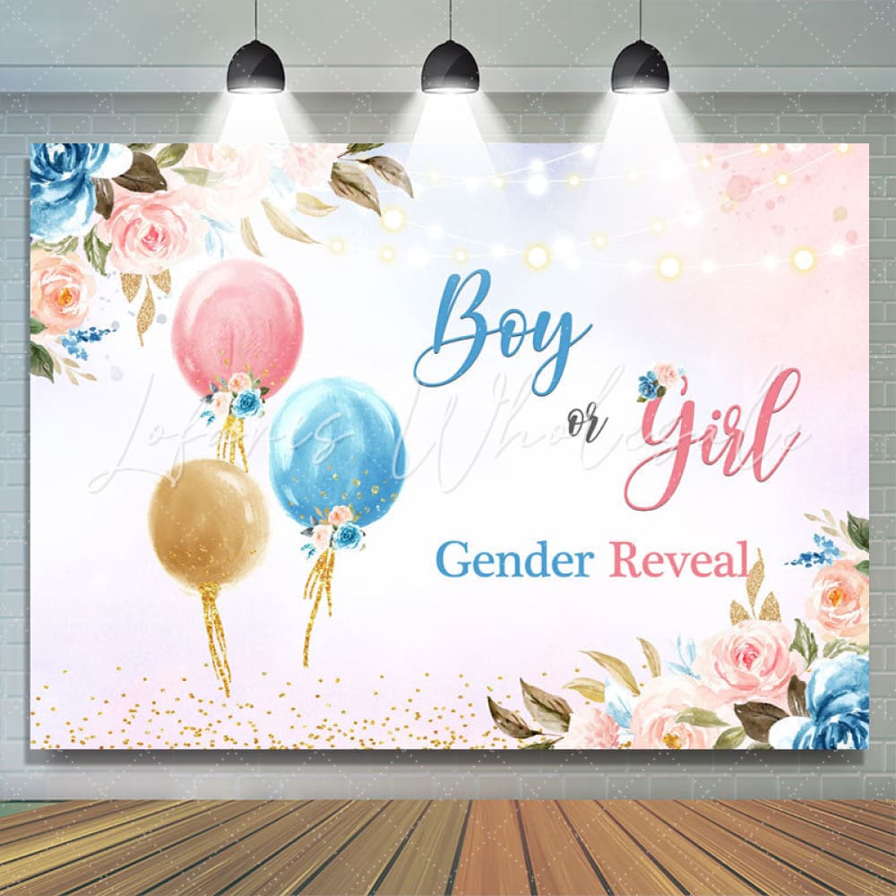 Boy or Girl Floral Gender Reveal Backdrop (x1u)