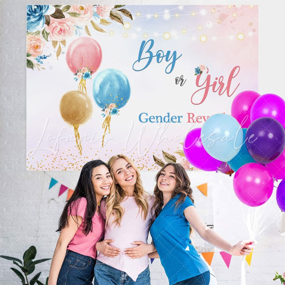 Boy or Girl Floral Gender Reveal Backdrop (x1u)