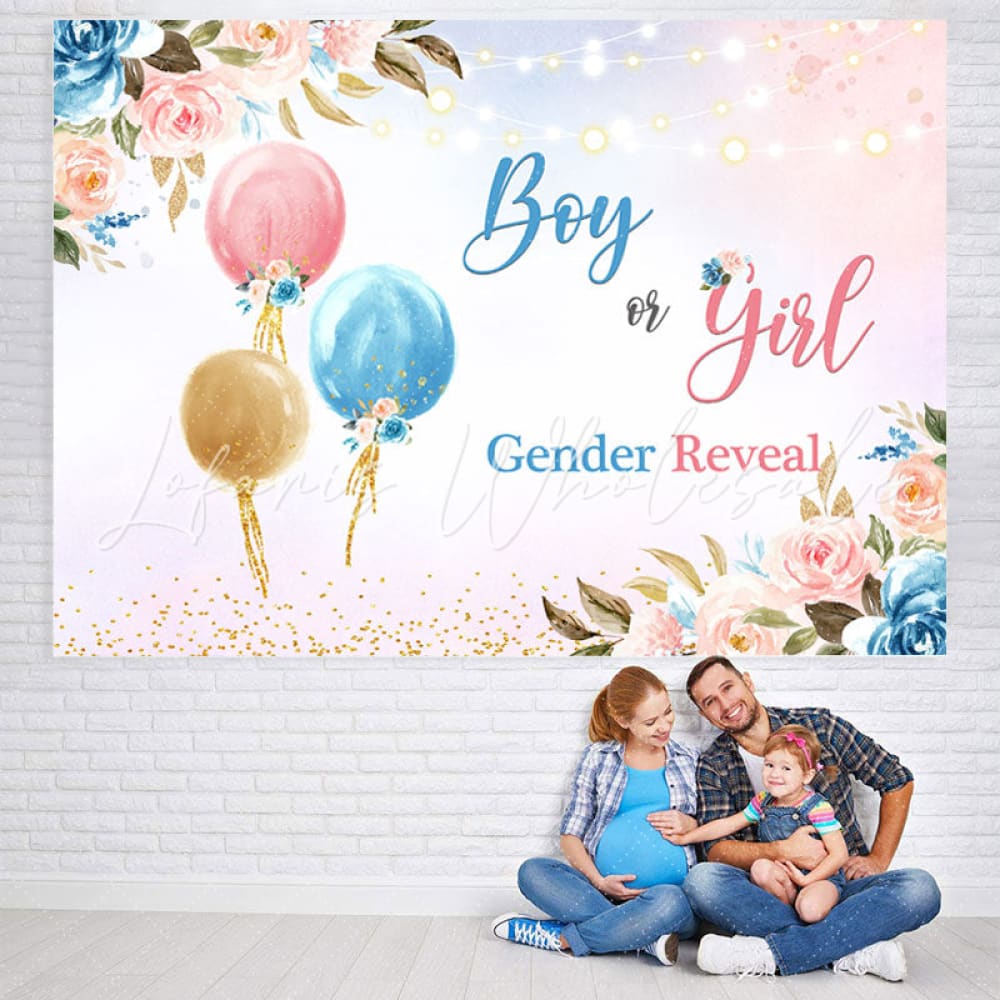Boy or Girl Floral Gender Reveal Backdrop (x1u)