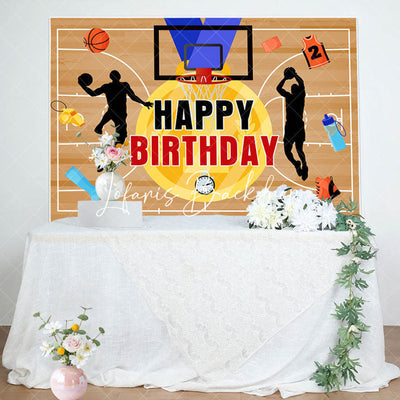 Gold Medal Sport Basketball Court Birthday Backdrop (x1u)