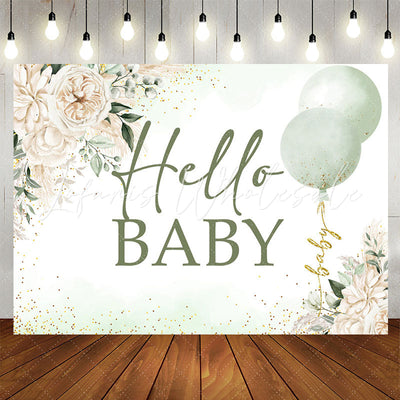 Floral Balloon Hello Baby Shower Backdrop (x1u)