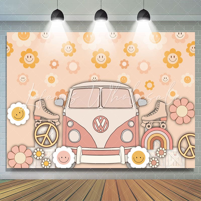 Backdrop Groovy Flower Bus Roller
