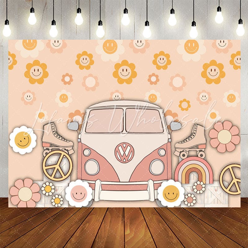 Backdrop Groovy Flower Bus Roller