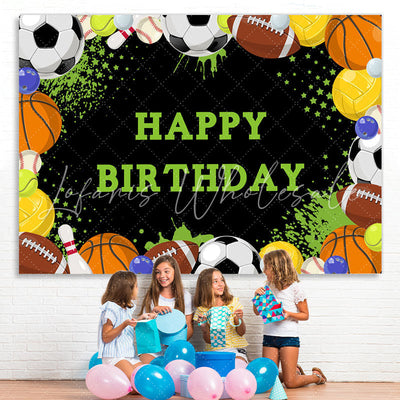 Balls Sports Happy Birthday Backdrop (x1u)