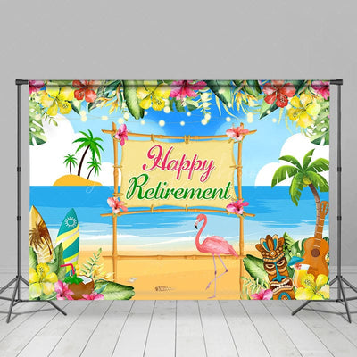 Happy Retirement Hawaiian Beach Summer Backdrop