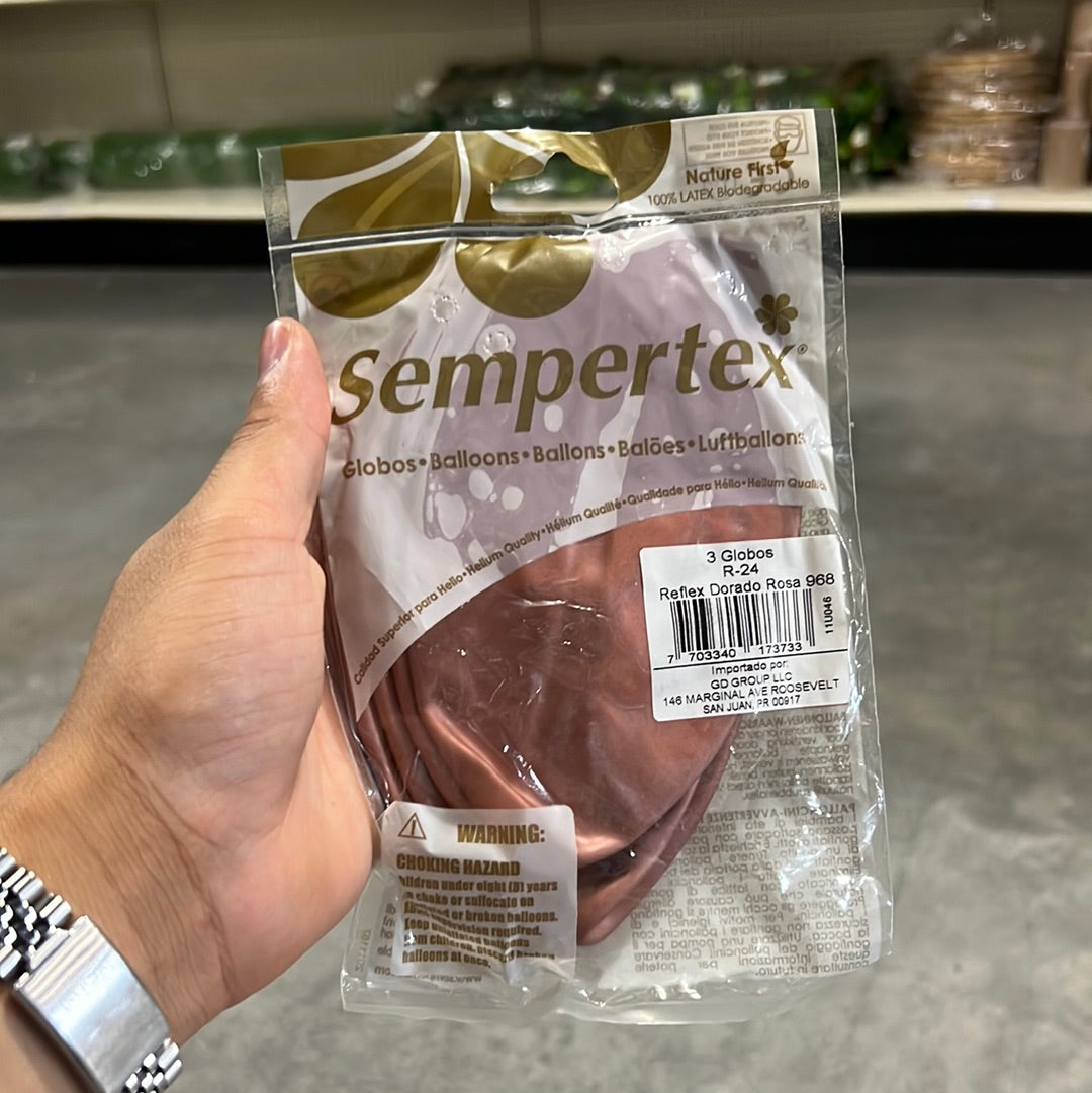 Globo Réflex Dorado Rosa 24”