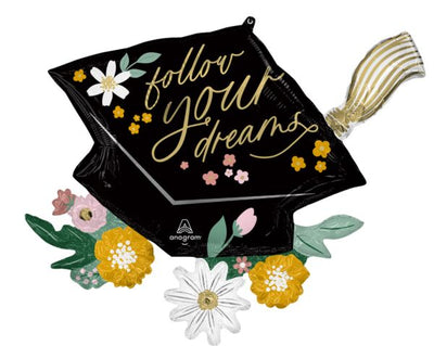 LRG SHP DREAMS GRAD CAP BLOOMS