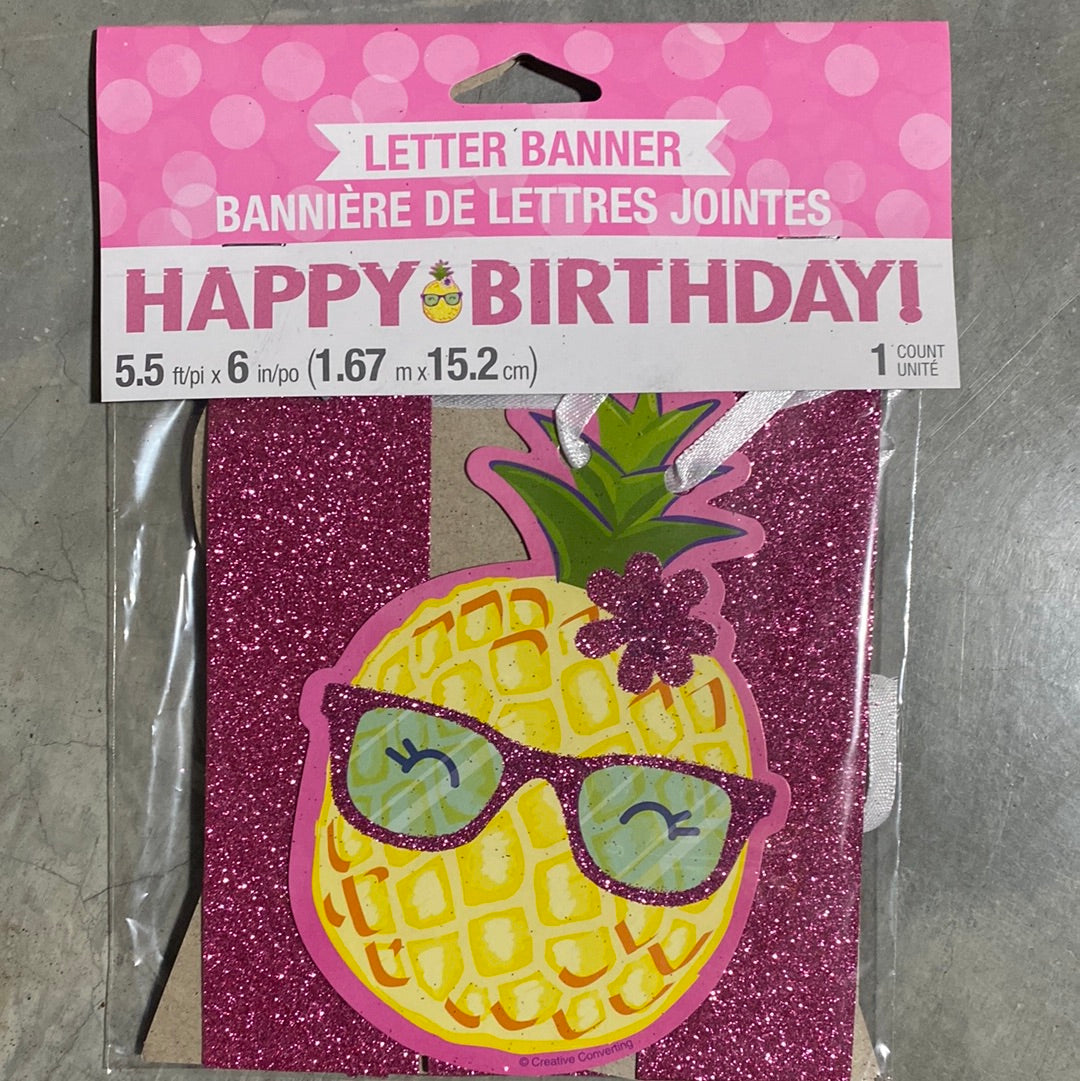 Pineapple Friends Banner Happy Birthday