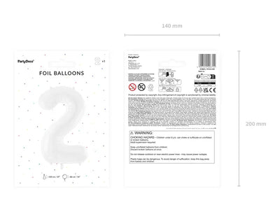 Foil Balloon Number "2" White 34”