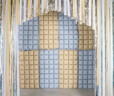 FOIL BALLOON CURTAIN DOUBLE SIDED BEIGE-BLUE (55X110CM)