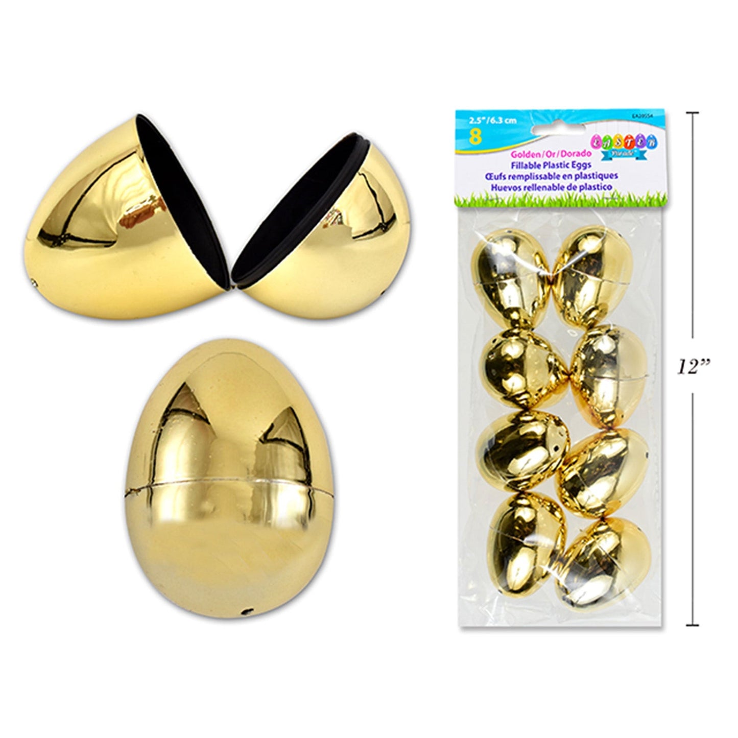 Set de 8 Huevos Dorados Rellenables (x8u)