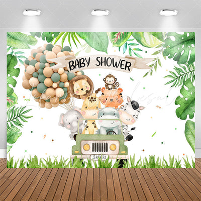 Lovely Safari Animals Baby Shower Backdrop (x1u)
