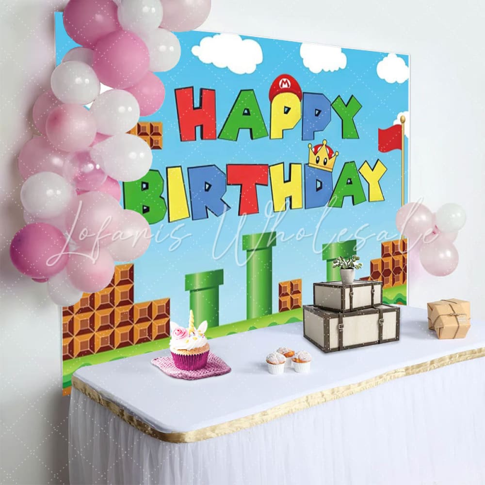 Super Mario Happy Birthday Backdrop (x1u)