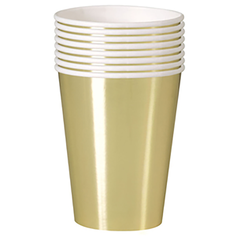 Vasos Dorado Metalico 12oz (x8u)