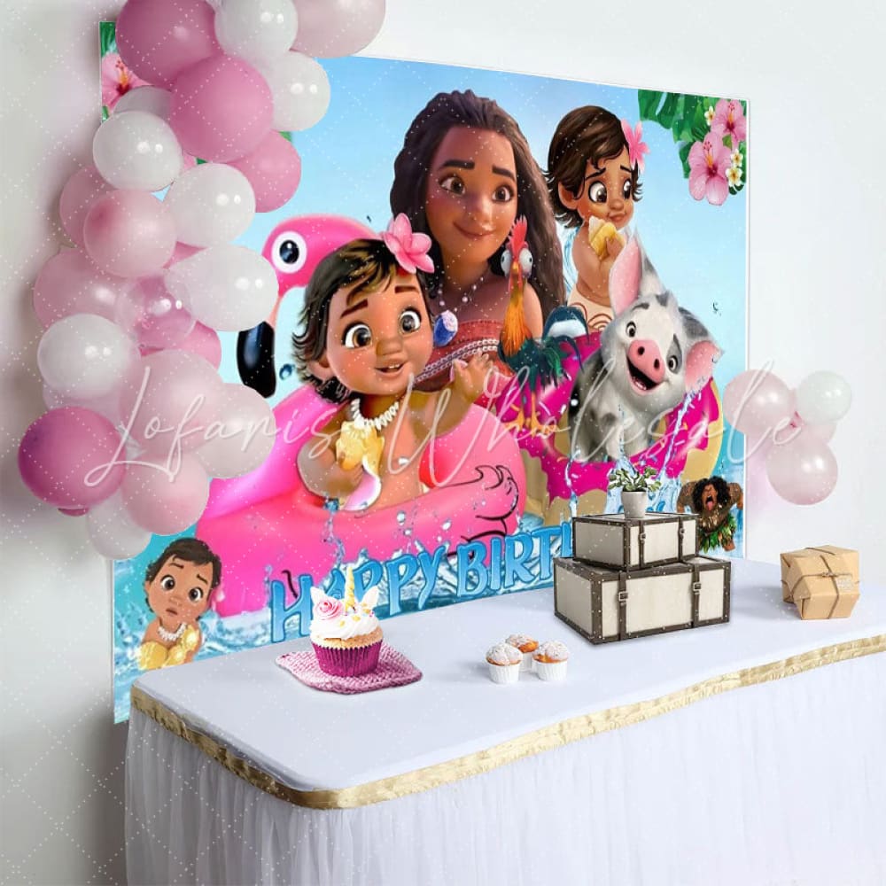 Moana Summer Happy Birthday Party Backdrop (x1u)