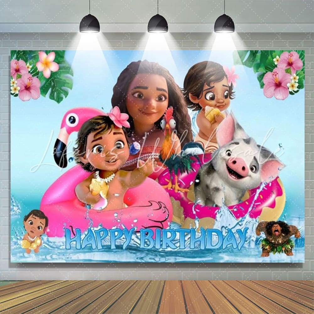 Moana Summer Happy Birthday Party Backdrop (x1u)