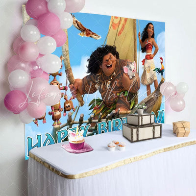 Moana Maui Happy Birthday Backdrop (x1u)