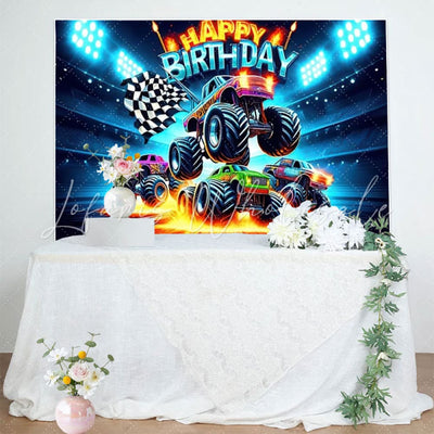 Monster Truck Racing Birthday Backdrop (x1u)