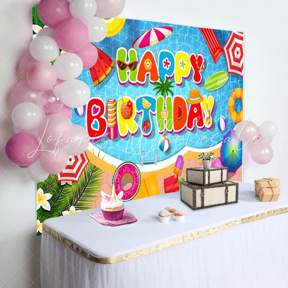 Summer Pool Birthday Backdrop (x1u)