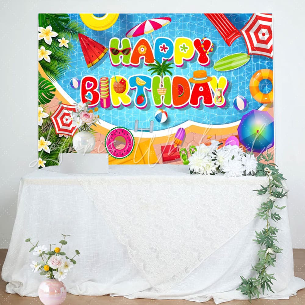 Summer Pool Birthday Backdrop (x1u)