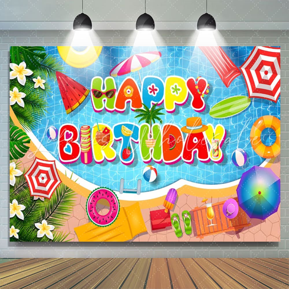 Summer Pool Birthday Backdrop (x1u)
