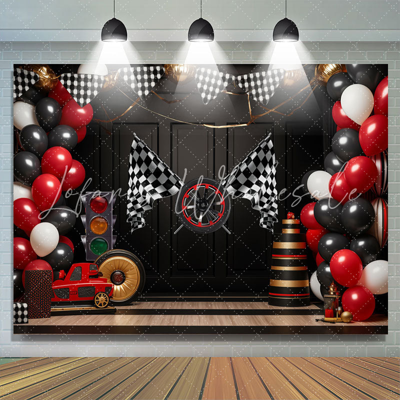 Racing Venue Flag Balloon Backdrop