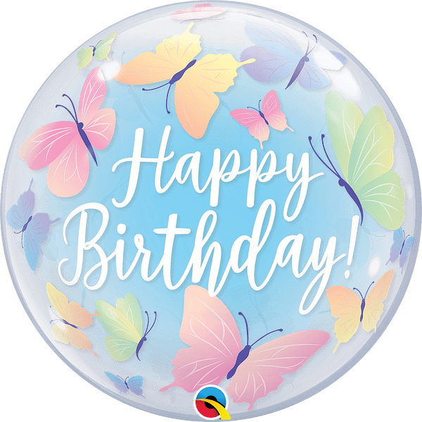 Bubble Balloon 22" Birthday Soft Butterfly (Qualatex)
