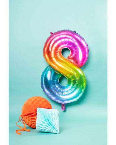 Number #8 Supershape Balloon 34" Rainbow