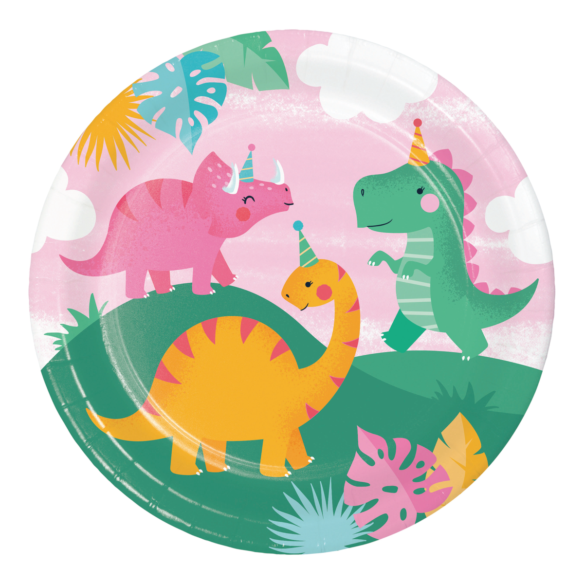 Girl Dino Party Plates 9" 8pcs